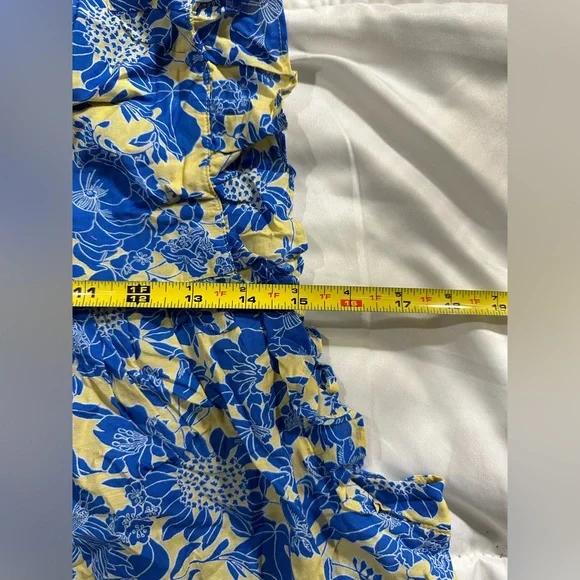 New J. Crew Sleeveless ruffle-trim top in blue floral!!! - Picture 3 of 3